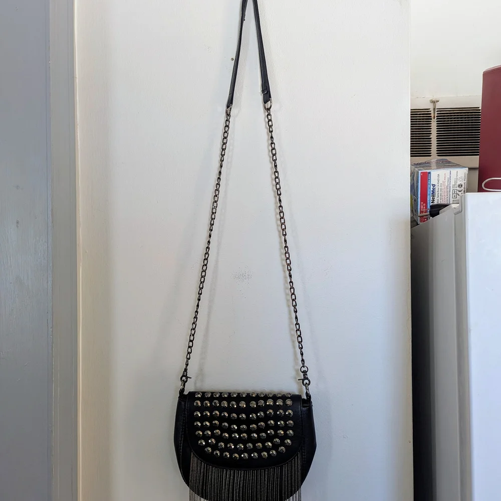Black Studded Fringe Bag - Picture 7 of 7